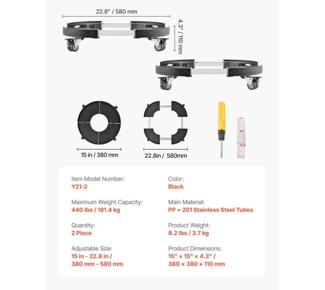 Reguliuojamas apvalus šiukšliadėžės vežimėlis, 2 vnt.6