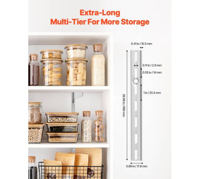 39 colių reguliuojamos plieninės lentynos bėgis1