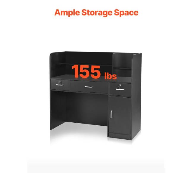 Juodas stačiakampis registratūros stalas1