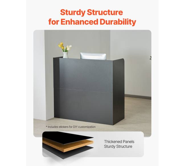 Juodas stačiakampis registratūros stalas2