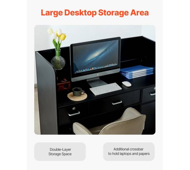 Juodas stačiakampis registratūros stalas4