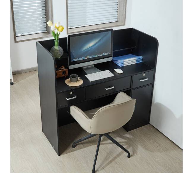 Juodas stačiakampis registratūros stalas7