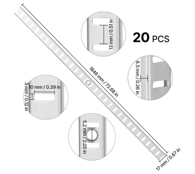 Reguliuojama sieninė lentyna 20 vnt rinkinys8