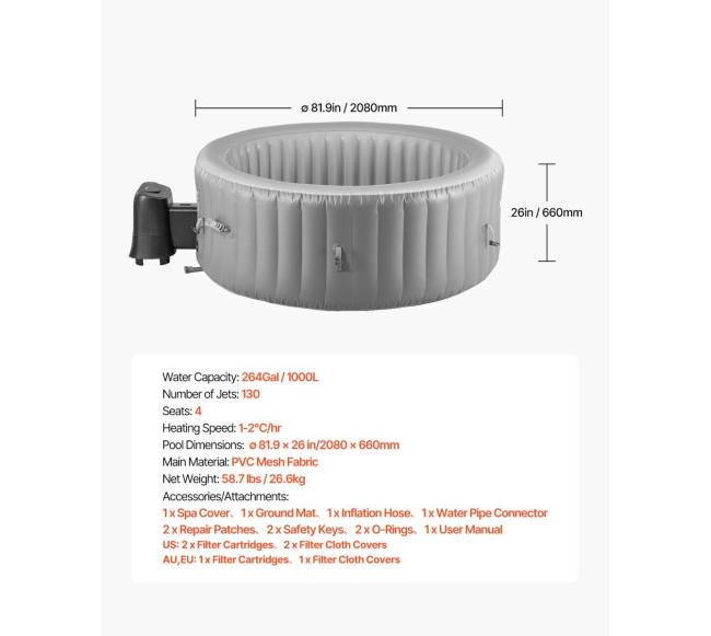 Pripučiamas lauko SPA baseinas 4-6 asmenims6