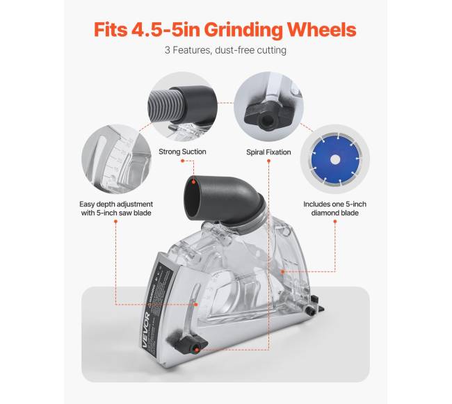 Kampinis šlifuoklio dulkių gaubtas su šlifavimo disku1