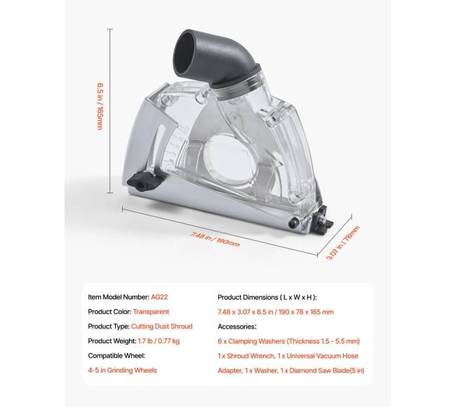 Kampinis šlifuoklio dulkių gaubtas su šlifavimo disku6