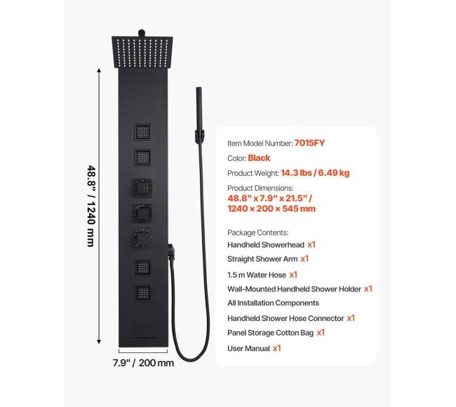 Dušo panelis su lietaus masažu6