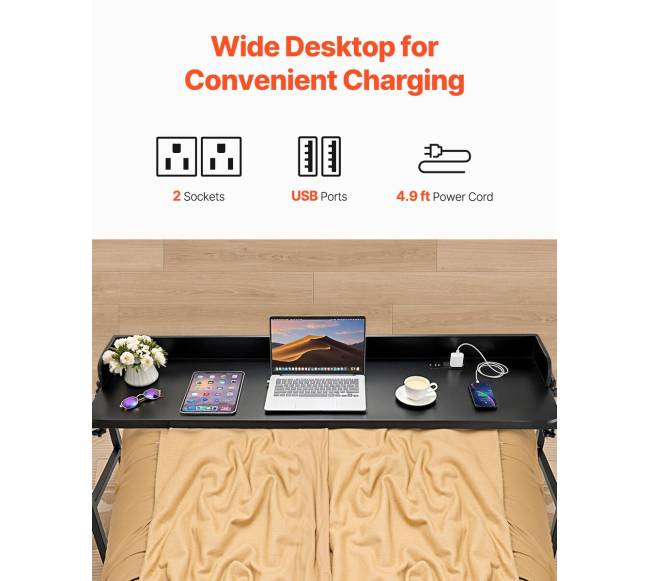 Perkeliamas stalas su 4 ratukais ir rozetėmis3