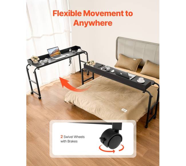 Perkeliamas stalas su 4 ratukais ir rozetėmis4