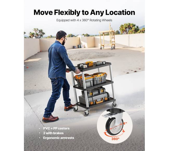 3-aukštų vežimėlis su ratais 136 kg3