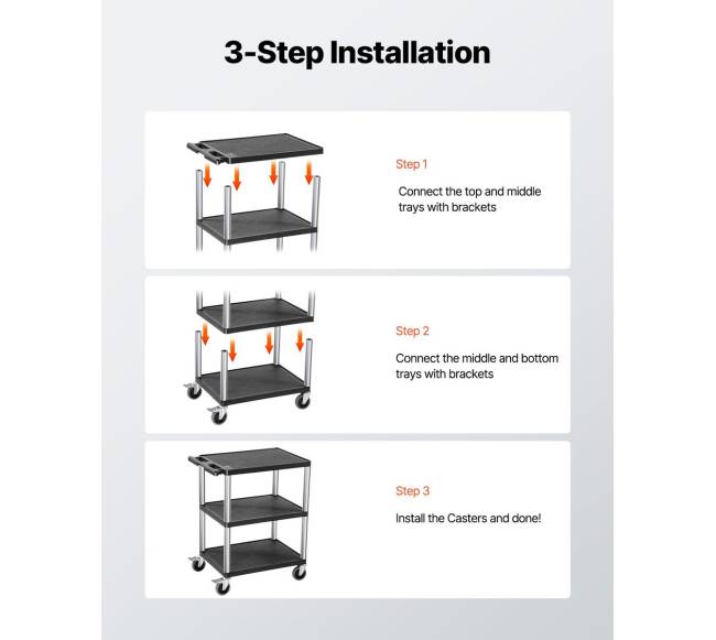 3-aukštų vežimėlis su ratais 136 kg5
