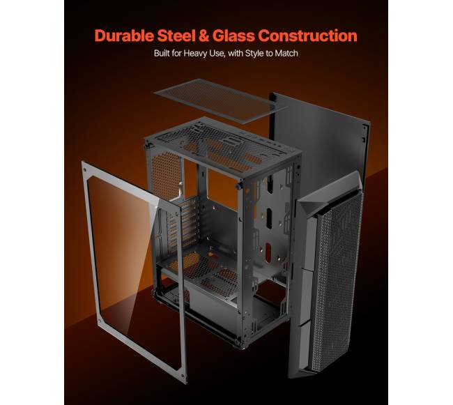 Atx vidutinio bokšto kompiuterių dėžė su argb ventiliatoriais6