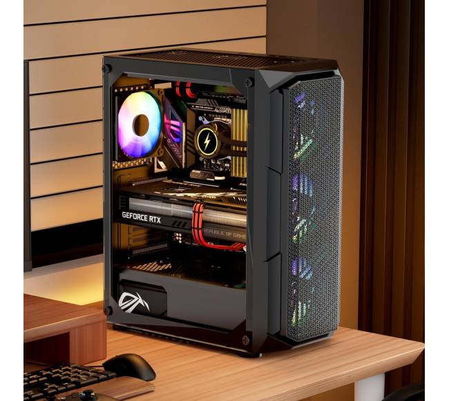 Atx vidutinio bokšto kompiuterių dėžė su argb ventiliatoriais7