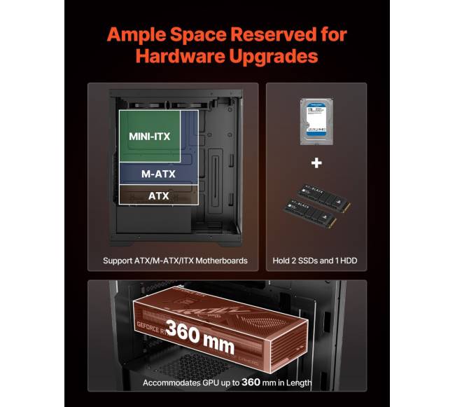 Vidutinio dydžio kompiuterio korpusas su aušintuvais1