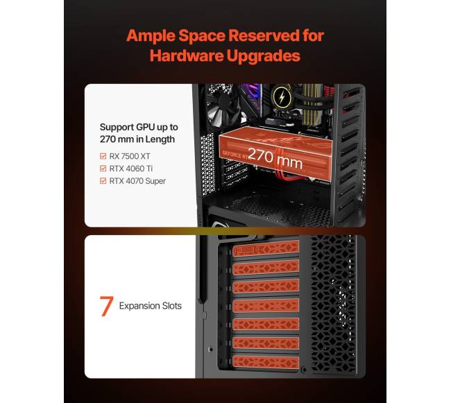 Vidutinio dydžio žaidimų korpusas su 4 ventiliatoriais4