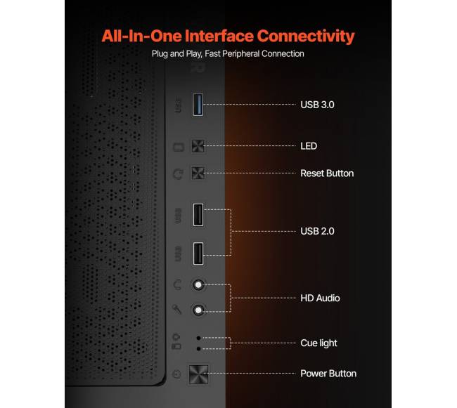 Vidutinio dydžio žaidimų korpusas su 4 ventiliatoriais5