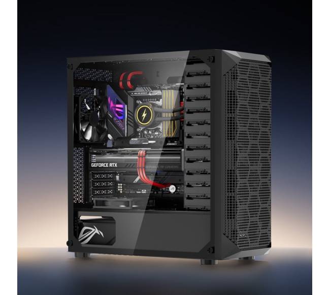 Vidutinio dydžio žaidimų korpusas su 4 ventiliatoriais7