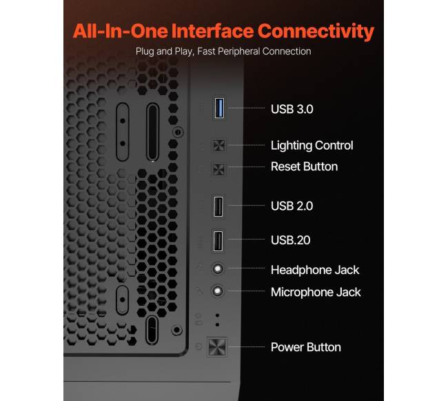 Vidutinio dydžio ATX kompiuterio korpusas su ARGB ventiliatoriais4