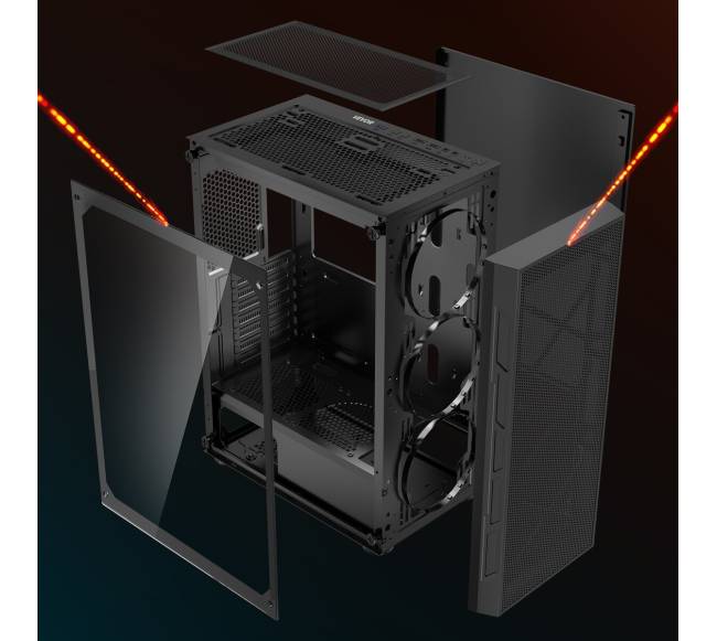 Vidutinio dydžio ATX kompiuterio korpusas su ARGB ventiliatoriais7