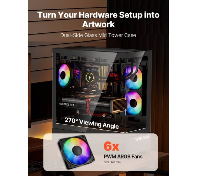 Vidutinio bokšto ATX PC žaidimų korpusas2