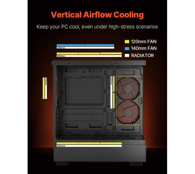 Vidutinio bokšto ATX PC žaidimų korpusas3