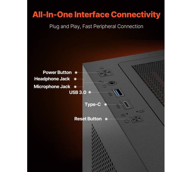 Vidutinio bokšto ATX PC žaidimų korpusas4