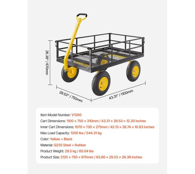 Plieninė sodo vežimėlis 544kg 13cm ratai6