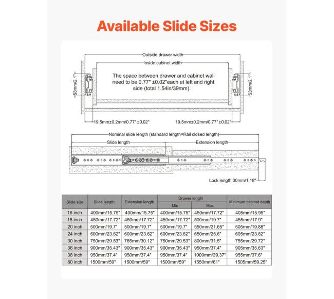 Minkštai užsidarantys stalčių bėgeliai 16-60 cm5
