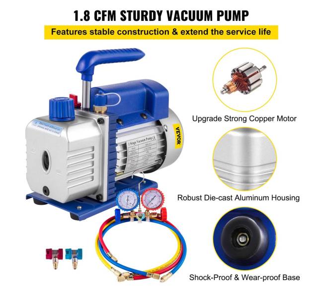 1.8 CFM 14 AG šaltnešio vakuuminis siurblys HVAC2