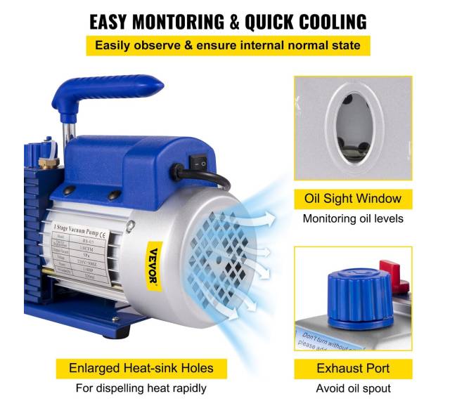 1.8 CFM 14 AG šaltnešio vakuuminis siurblys HVAC5