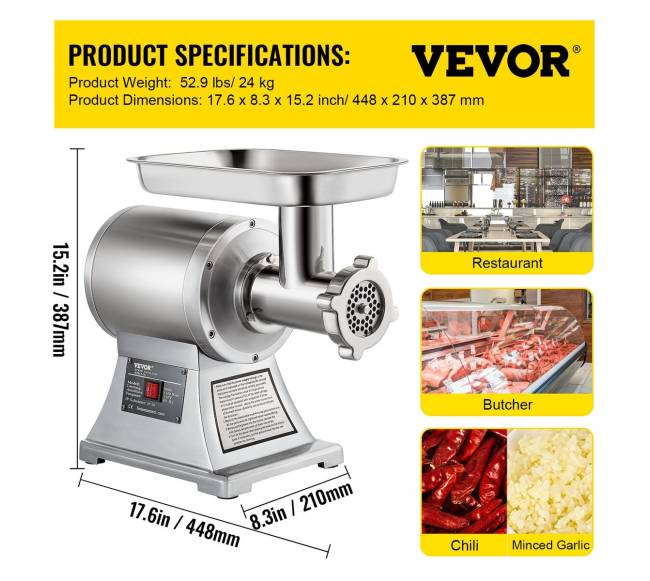8500W komercinis nerūdijančio plieno mėsmalė6