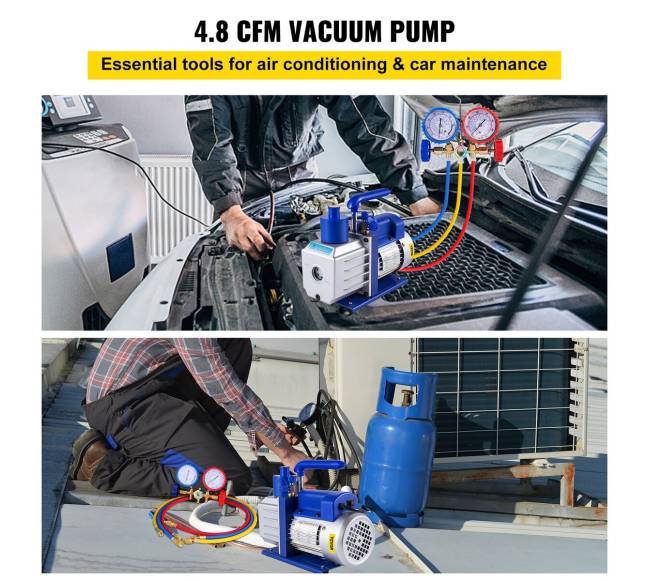 4.8 CFM vakuumo siurblys šaldymo sistemai su manometru1