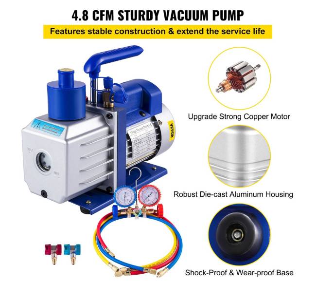 4.8 CFM vakuumo siurblys šaldymo sistemai su manometru2