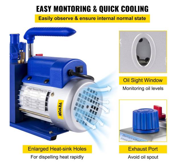 4.8 CFM vakuumo siurblys šaldymo sistemai su manometru5