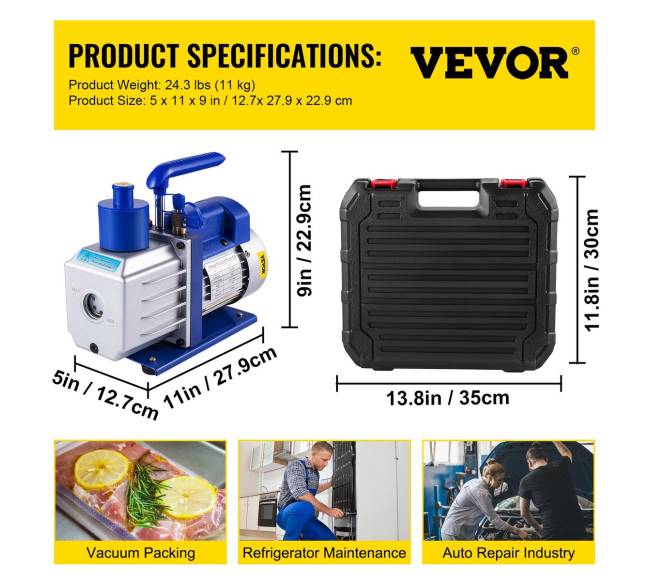 4.8 CFM vakuumo siurblys šaldymo sistemai su manometru6