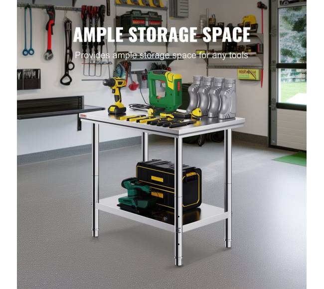 Nerūdijančio plieno darbastalis 60x90x80 cm3