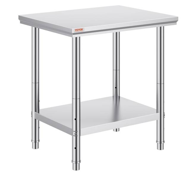 Nerūdijančio plieno virtuvės darbo stalas 60x76x80 cm0