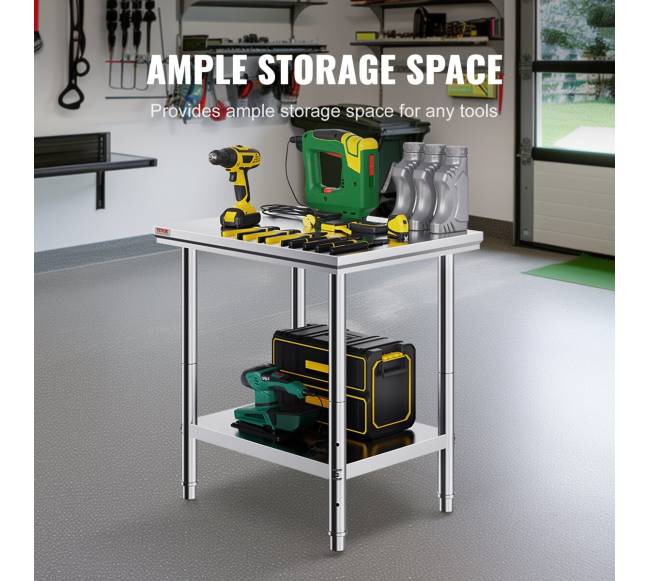 Nerūdijančio plieno virtuvės darbo stalas 60x76x80 cm3