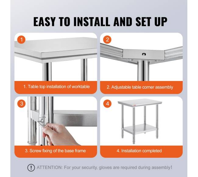 Nerūdijančio plieno virtuvės darbo stalas 60x76x80 cm5