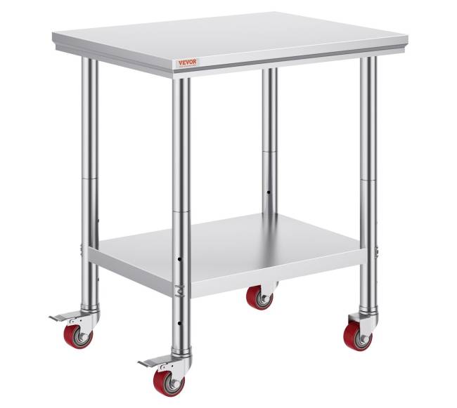 Nerūdijančio plieno stalelis su ratukais0