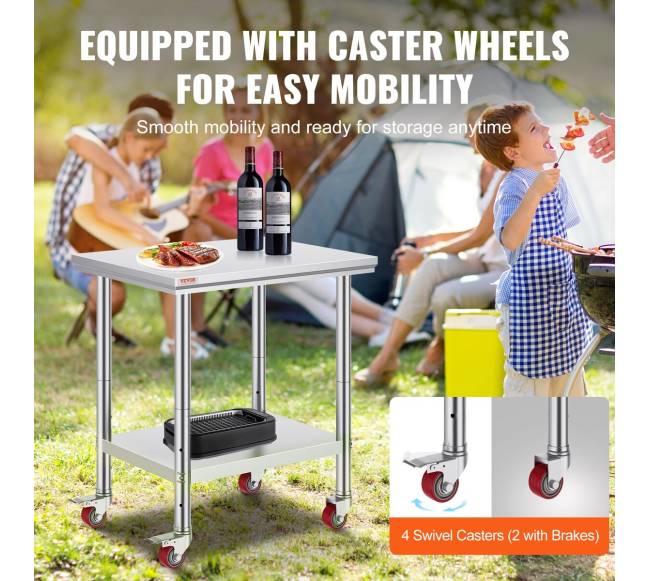 Nerūdijančio plieno stalelis su ratukais3