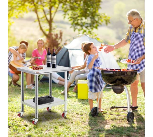 Nerūdijančio plieno stalelis su ratukais7