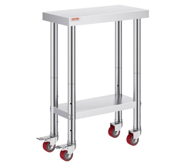 Nerūdijančio plieno darbastalis su 4 ratukais0