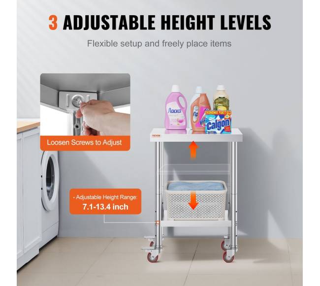 Nerūdijančio plieno darbastalis su 4 ratukais4