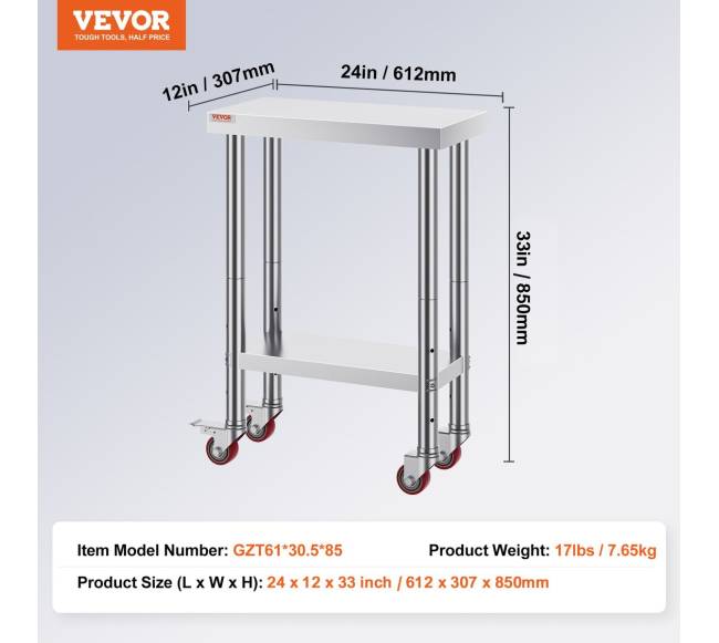 Nerūdijančio plieno darbastalis su 4 ratukais6