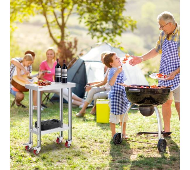 Nerūdijančio plieno darbastalis su 4 ratukais7