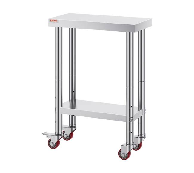 Nerūdijančio plieno darbastalis su 4 ratukais8