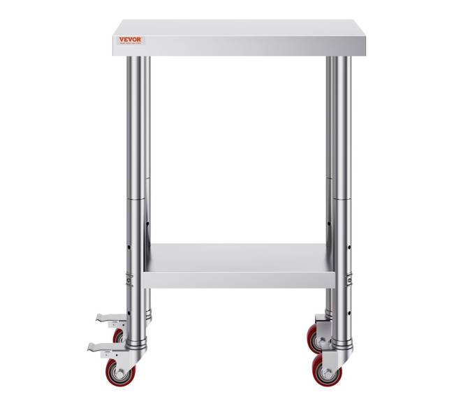 Nerūdijančio plieno darbastalis su 4 ratukais9