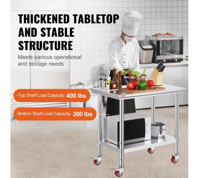 Nerūdijančio plieno darbo stalas 92x61 cm su reguliuojama lentyna2