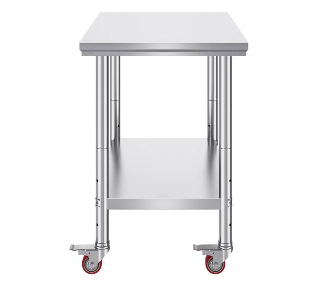 Nerūdijančio plieno darbo stalas 92x61 cm su reguliuojama lentyna10